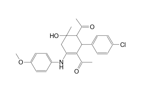 1-[3-acetyl-2-(4-chlorophenyl)-6-hydroxy-4-[(4-methoxyphenyl)amino]-6-methyl-1-cyclohex-3-enyl]ethanone 1-[2-(4-chlorophenyl)-3-ethanoyl-6-hydroxy-4-[(4-methoxyphenyl)amino]-6-methyl-1-cyclohex-3-enyl]ethanone