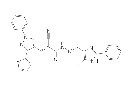 2-Cyano-N'-[1-(5-methyl-2-phenyl-1H-imidazol-4-yl)ethylidene]-3-[1-phenyl-3-(thiophen-2-yl)-1H-pyrazol-4-yl]acrylohydrazide