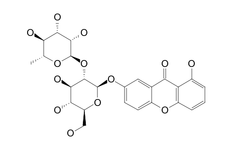 POLYCAUDOSIDE-A;1,7-DIHYDROXYXANTHONE-7-O-ALPHA-L-RHAMNOPYRANOSYL-(1->2)-BETA-D-GLUCOPYRANOSIDE