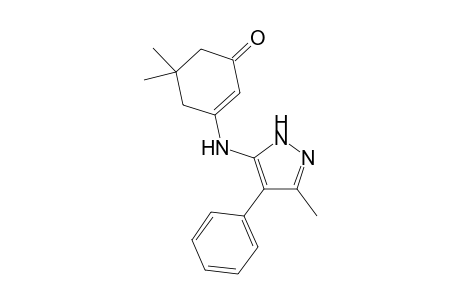 5,5-Dimethyl-3-((3-methyl-4-phenyl-1H-pyrazol-5-yl)amino)cyclohex-2-enone