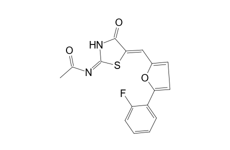 N-(5-{[5-(2-fluorophenyl)-2-furyl]methylene}-4-oxo-1,3-thiazolidin-2-ylidene)acetamide