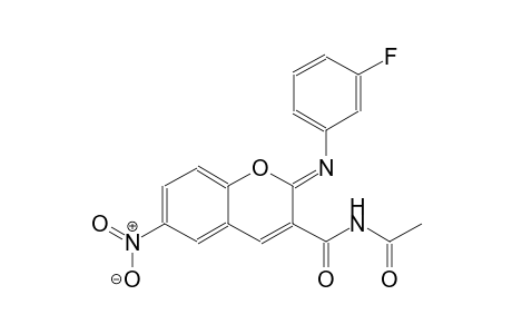 (2Z)-N-acetyl-2-[(3-fluorophenyl)imino]-6-nitro-2H-chromene-3-carboxamide