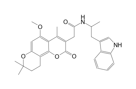 N-(1-(1H-indol-3-yl)propan-2-yl)-2-(5-methoxy-4,8,8-trimethyl-2-oxo-2,8,9,10-tetrahydropyrano[2,3-f]chromen-3-yl)acetamide