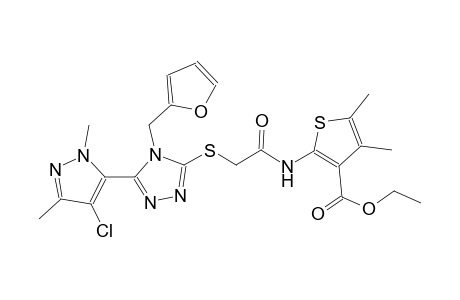 ethyl 2-[({[5-(4-chloro-1,3-dimethyl-1H-pyrazol-5-yl)-4-(2-furylmethyl)-4H-1,2,4-triazol-3-yl]sulfanyl}acetyl)amino]-4,5-dimethyl-3-thiophenecarboxylate