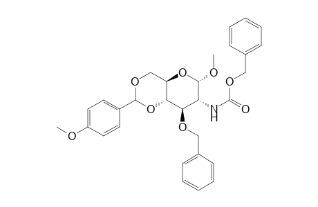 Methyl 2-[N-(Benzoxycarbonyl)amino]-3-O-benzyl-2-deoxy-4,6-O-(4-methoxybenzylidene)-.alpha.-D-glucopyranoside