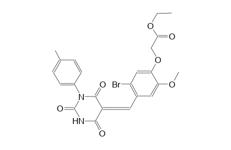 ethyl {5-bromo-2-methoxy-4-[(Z)-(1-(4-methylphenyl)-2,4,6-trioxotetrahydro-5(2H)-pyrimidinylidene)methyl]phenoxy}acetate