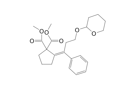 (E)-2-(3-(tetrahydropyranyl-2-oxy)-1-phenylpropane-1-ylidene)-1,1-dimethoxycarbonylcyclopentane