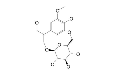 JUNIPEDIOL-A-8-GLUCOPYRANOSIDE;1-BETA-D-GLUCOPYRANOSYLOXY-2-(3-METHOXY-4-HYDROXYPHENYL)-PROPANE-1,3-DIOL)