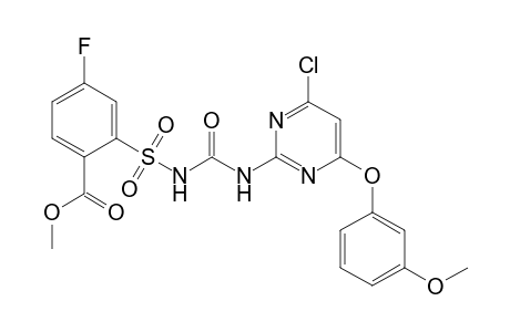 Benzoic acid, 2-[[[[[4-chloro-6-(3-methoxyphenoxy)-2-pyrimidinyl]amino]carbonyl]amino]sulfonyl]-4-fluoro-, methyl ester