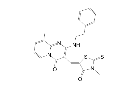 4H-pyrido[1,2-a]pyrimidin-4-one, 9-methyl-3-[(Z)-(3-methyl-4-oxo-2-thioxo-5-thiazolidinylidene)methyl]-2-[(2-phenylethyl)amino]-