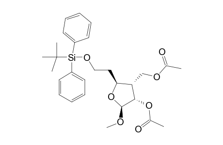 METHYL-3,5-DIDEOXY-2-ACETYL-3-ACETOXYMETHYL-6-TERT.-BUTYLDIPHENYLSILYL-3-HYDROXYMETHYL-ALLOFURANOSIDE