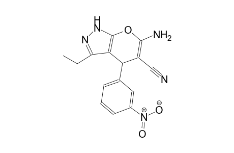 pyrano[2,3-c]pyrazole-5-carbonitrile, 6-amino-3-ethyl-1,4-dihydro-4-(3-nitrophenyl)-