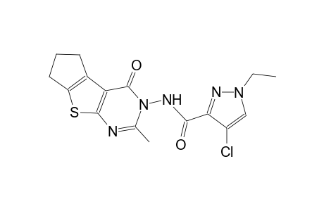 4-chloro-1-ethyl-N-(2-methyl-4-oxo-6,7-dihydro-4H-cyclopenta[4,5]thieno[2,3-d]pyrimidin-3(5H)-yl)-1H-pyrazole-3-carboxamide
