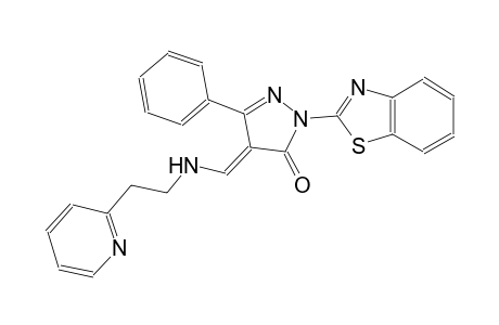 (4E)-2-(1,3-benzothiazol-2-yl)-5-phenyl-4-({[2-(2-pyridinyl)ethyl]amino}methylene)-2,4-dihydro-3H-pyrazol-3-one