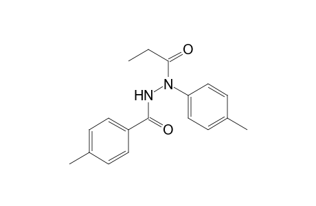 Benzoic acid, 4-methyl-, 2-(4-methylphenyl)-2-(1-oxopropyl)hydrazide