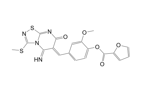 4-[(Z)-(5-imino-3-(methylsulfanyl)-7-oxo-5H-[1,2,4]thiadiazolo[4,5-a]pyrimidin-6(7H)-ylidene)methyl]-2-methoxyphenyl 2-furoate