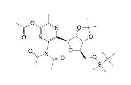 5-{ 5'-O-[(t-Butyl)dimethylsilyl]-2',3'-O-isopropylidene-.beta.-D-ribofuranosyl}-6-(diacetylamino)-3-methylpyrazin-2-yl acetate