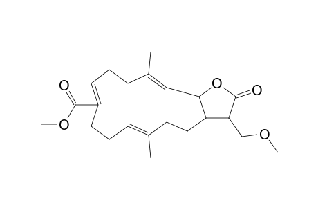 (E,E,E)-4,12-Dimethyl-15-methoxymethyl-cis-1,2,6,9,10,12,14-octahydro-16-oxocyclotetradeca[b]furan-8-carboxylic acid methyl ester