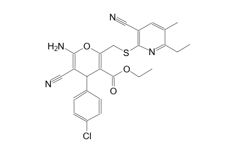 4H-pyran-3-carboxylic acid, 6-amino-4-(4-chlorophenyl)-5-cyano-2-[[(3-cyano-6-ethyl-5-methyl-2-pyridinyl)thio]methyl]-, ethyl ester