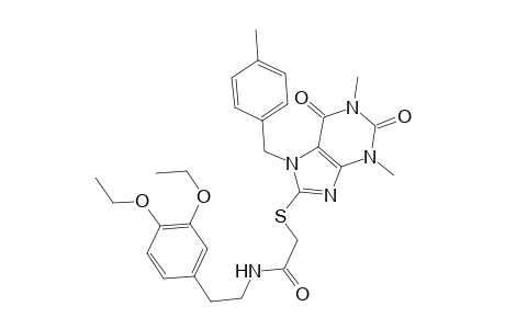 N-[2-(3,4-diethoxyphenyl)ethyl]-2-[1,3-dimethyl-2,6-dioxo-7-(p-tolylmethyl)purin-8-yl]sulfanyl-acetamide