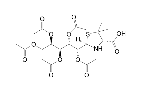 (2R,4S)-5,5-dimethyl-2-(D-galacto-1,2,3,4,5-pentahydroxypentyl)- 4-thiazolidinecarboxylic acid, pentaacetate (ester)