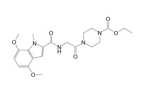 1-piperazinecarboxylic acid, 4-[[[(4,7-dimethoxy-1-methyl-1H-indol-2-yl)carbonyl]amino]acetyl]-, ethyl ester