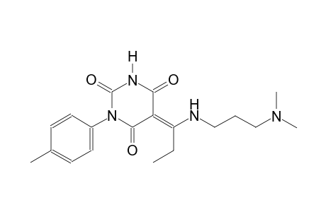 (5E)-5-(1-{[3-(dimethylamino)propyl]amino}propylidene)-1-(4-methylphenyl)-2,4,6(1H,3H,5H)-pyrimidinetrione