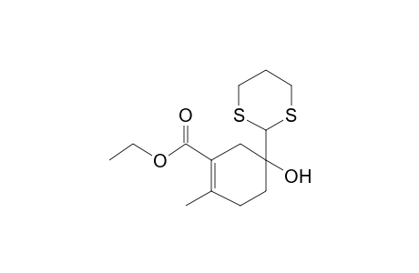Ethyl 5-(1,3-dithian-2-yl)-5-hydroxy-2-methyl-1-cyclohexene-1-carboxylate