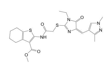 methyl 2-{[({(4E)-4-[(1,3-dimethyl-1H-pyrazol-4-yl)methylene]-1-ethyl-5-oxo-4,5-dihydro-1H-imidazol-2-yl}sulfanyl)acetyl]amino}-4,5,6,7-tetrahydro-1-benzothiophene-3-carboxylate