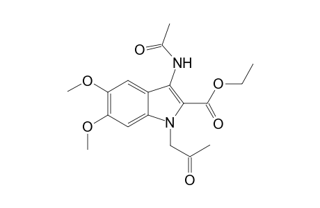 1H-Indole-2-carboxylic acid, 3-(acetylamino)-5,6-dimethoxy-1-(2-oxopropyl)-, ethyl ester