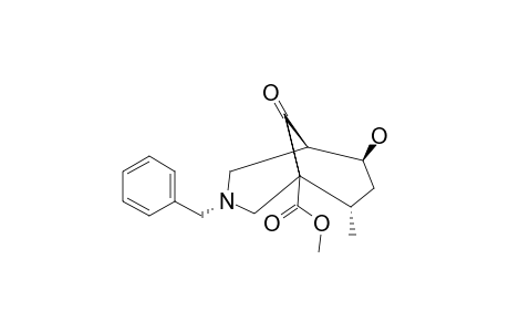 METHYL_3-BENZYL-6-HYDROXY-8-METHYL-9-OXO-3-AZABICYCLO-[3.3.1]-NONANE-1-CARBOXYLATE;MINOR_ISOMER