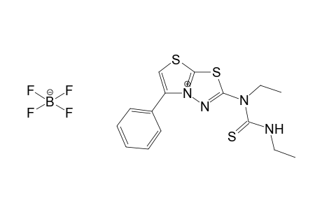 5-Phenyl-2-[N-(ethylamino)-N'-(ethylamino)thiooxomethyl]thiazolo[2,3-b]-1,3,4-thiazolium tetrafluoroborate