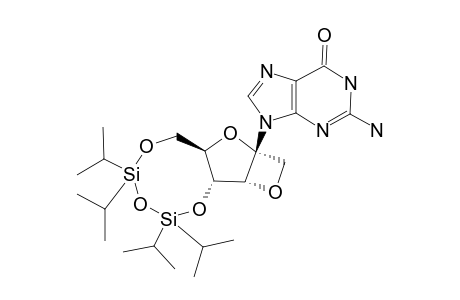 9-[1',3'-O-ANHYDRO-4',6'-O-(TETRAISOPROPYLDISILOXANE-1,3-DIYL)-BETA-D-PSICOFURANOSYL]-GUANINE