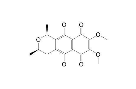 (+/-)-CIS-5,10-DIHYDROXY-7,8-DIMETHOXY-1,3-DIMETHYL-3,4,6,9-TETRAHYDRO-1H-NAPHTO-[2,3-C]-PYRAN-6,9-DIONE;[(+/-)-VENTILOQUINONE-D]