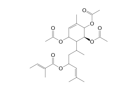 (6S*)-3-Methyl-1-{2'-[2",5",6"-tris(acetyloxy)-4"-methylcyclohex-3"-en-1"-yl]propyl}but-2-enyl 2-methylbut-2-enoate