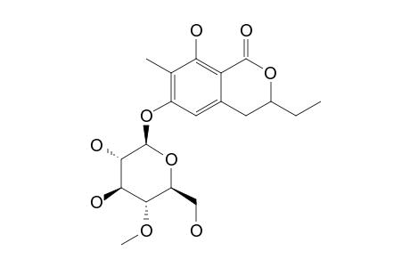 3-ETHYL-6-O-(4'-O-METHYL-BETA-D-GLUCOPYRANOSIDE)-8-HYDROXYL-7-METHYL-3,4-DIHYDRO-ISOCOUMARIN