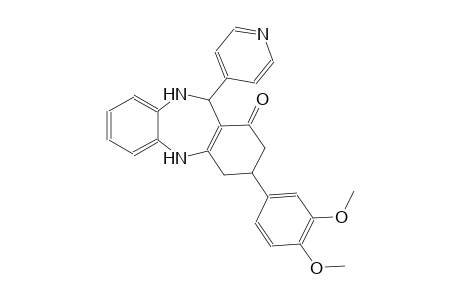 3-(3,4-dimethoxyphenyl)-11-(4-pyridinyl)-2,3,4,5,10,11-hexahydro-1H-dibenzo[b,e][1,4]diazepin-1-one