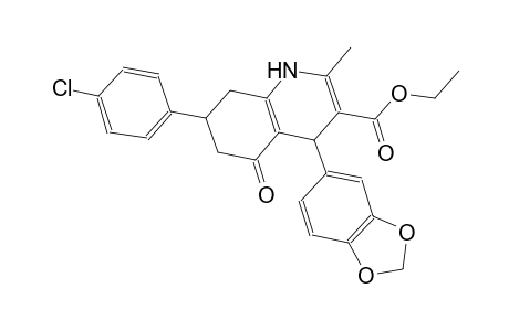ethyl 4-(1,3-benzodioxol-5-yl)-7-(4-chlorophenyl)-2-methyl-5-oxo-1,4,5,6,7,8-hexahydro-3-quinolinecarboxylate
