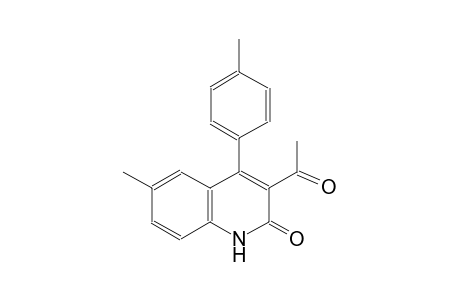 2(1H)-quinolinone, 3-acetyl-6-methyl-4-(4-methylphenyl)-