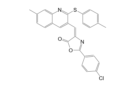 5(4H)-oxazolone, 2-(4-chlorophenyl)-4-[[7-methyl-2-[(4-methylphenyl)thio]-3-quinolinyl]methylene]-, (4E)-