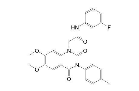 2-(6,7-dimethoxy-3-(4-methylphenyl)-2,4-dioxo-3,4-dihydro-1(2H)-quinazolinyl)-N-(3-fluorophenyl)acetamide