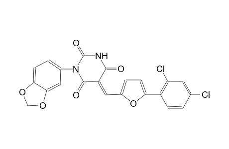 (5E)-1-(1,3-benzodioxol-5-yl)-5-{[5-(2,4-dichlorophenyl)-2-furyl]methylene}-2,4,6(1H,3H,5H)-pyrimidinetrione