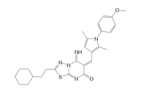 (6E)-2-(2-cyclohexylethyl)-5-imino-6-{[1-(4-methoxyphenyl)-2,5-dimethyl-1H-pyrrol-3-yl]methylene}-5,6-dihydro-7H-[1,3,4]thiadiazolo[3,2-a]pyrimidin-7-one