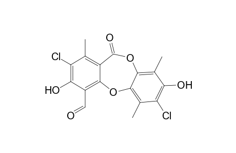 11H-Dibenzo[b,e][1,4]dioxepin-4-carboxaldehyde, 2,7-dichloro-3,8-dihydroxy-1,6,9-trimethyl-11-oxo-