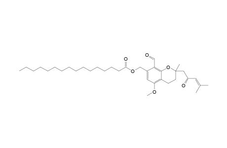 HERICENONE-F;8-FORMYL-5-METHOXY-2-METHYL-2-(4'-METHYL-2'-OXO-3-PENTENYL)-7-CHROMANYLMETHYL-PALMITATE