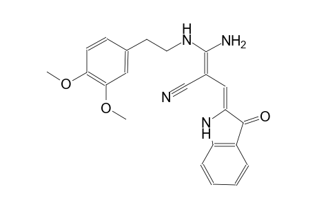 (2Z)-3-amino-3-{[2-(3,4-dimethoxyphenyl)ethyl]amino}-2-[(Z)-(3-oxo-1,3-dihydro-2H-indol-2-ylidene)methyl]-2-propenenitrile