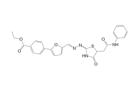 ethyl 4-[5-((E)-{(2E)-2-[5-(2-anilino-2-oxoethyl)-4-oxo-1,3-thiazolidin-2-ylidene]hydrazono}methyl)-2-furyl]benzoate