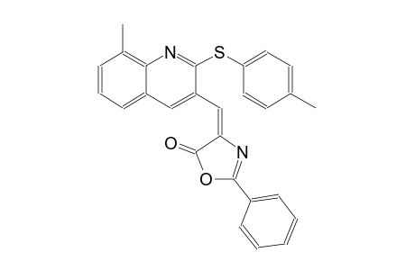 5(4H)-oxazolone, 4-[[8-methyl-2-[(4-methylphenyl)thio]-3-quinolinyl]methylene]-2-phenyl-, (4E)-
