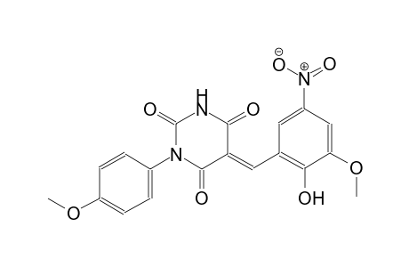 2,4,6(1H,3H,5H)-pyrimidinetrione, 5-[(2-hydroxy-3-methoxy-5-nitrophenyl)methylene]-1-(4-methoxyphenyl)-, (5E)-