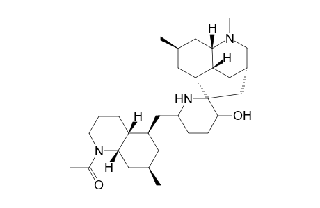 Quinoline, 1-acetyl-5-[(decahydro-3'-hydroxy-1,7-dimethylspiro[3,5-ethanoquinoli ne-10,2'-piperidin]-6'-yl)methyl]decahydro-7-methyl-, [3R-[3.alpha.,4a.beta.,5.alpha.,7.beta.,8a.beta.,10S*[3'S*,6'R*(4aR*, 5R*,7S*,8aS*)]]]-
